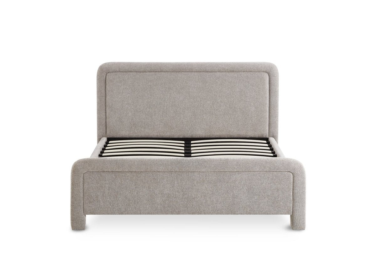 Lit double en tissu doux taupe 160 x200 cm ANELA - Image 4
