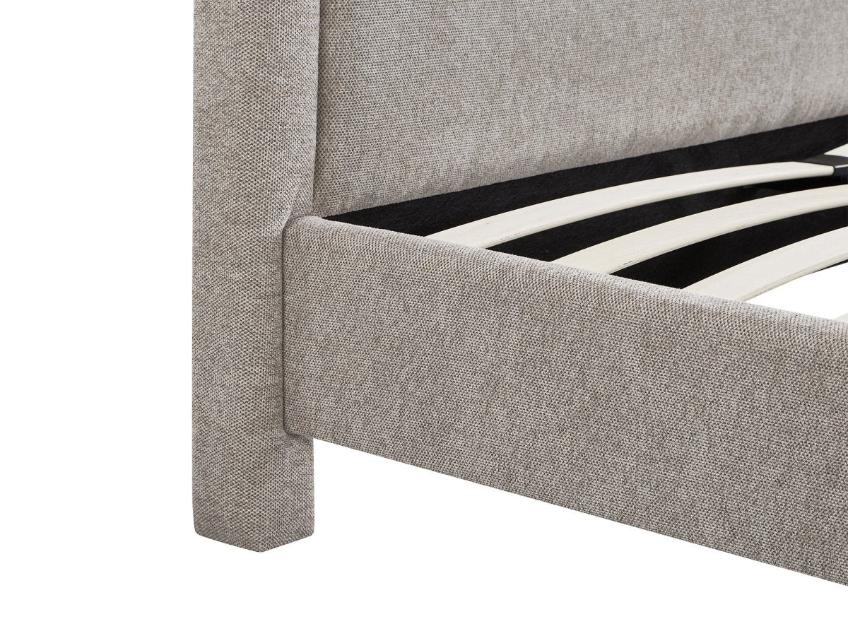Lit double en tissu doux taupe 160 x200 cm ANELA - Image 6