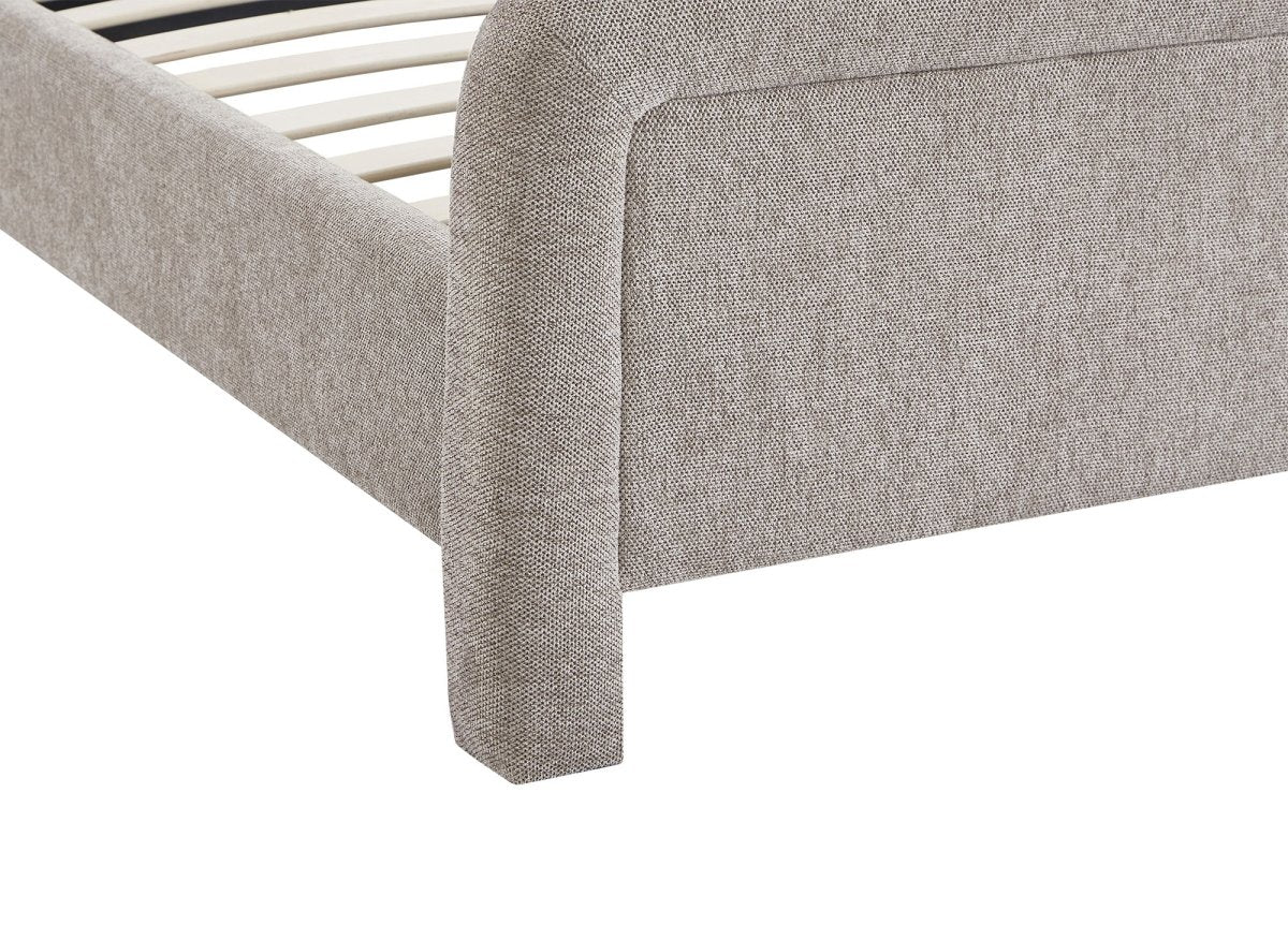 Lit double en tissu doux taupe 160 x200 cm ANELA - Image 7