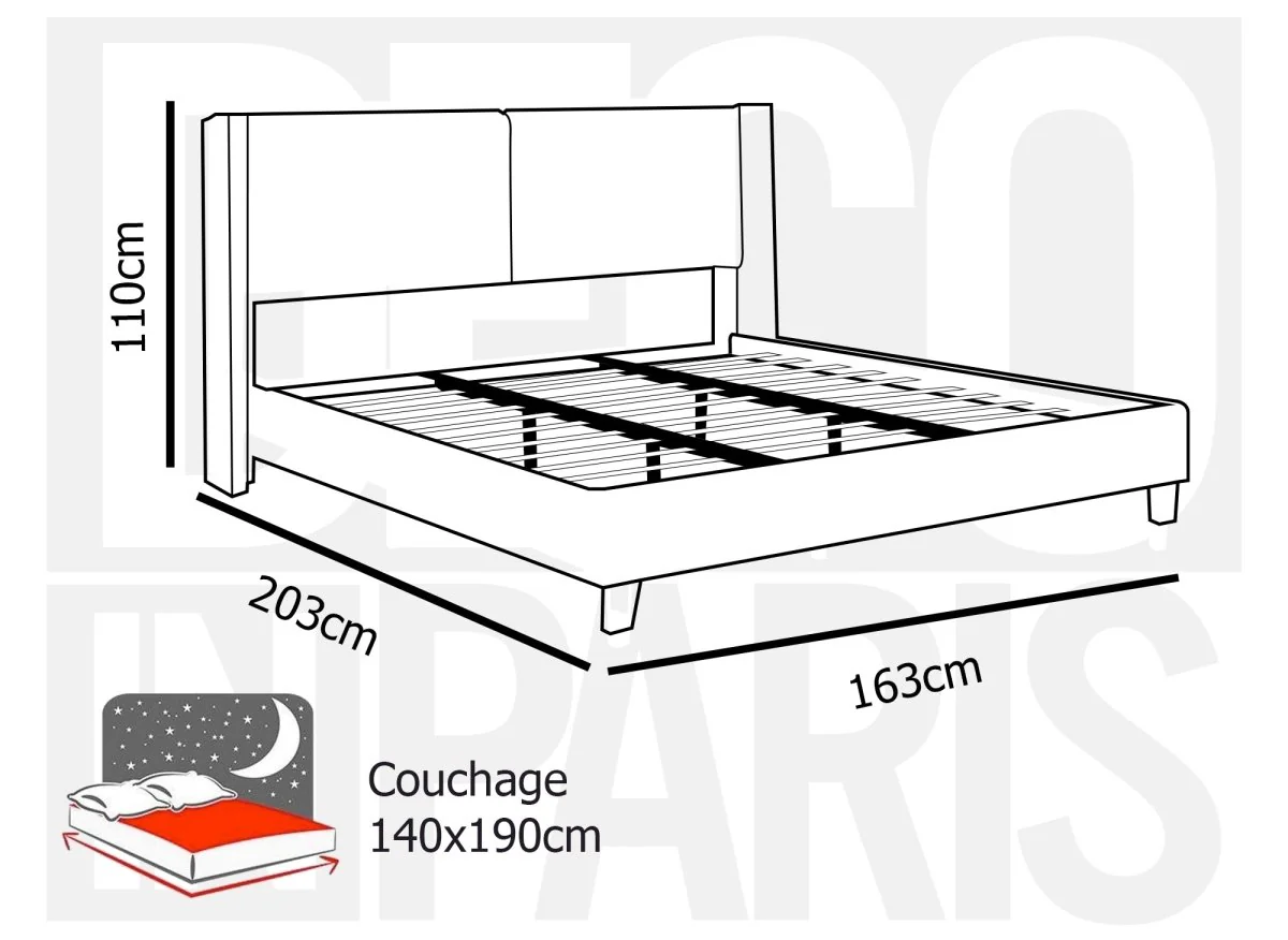 Lit double en tissu effet peau de mouton gris clair 140x190 cm KAYDEN - Image 6