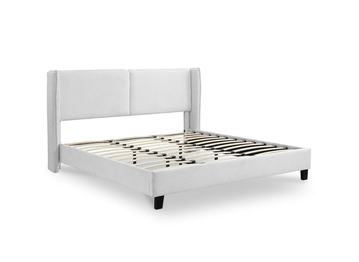 Lit double en tissu effet peau de mouton gris clair 180x200 cm KAYDEN - Image 4