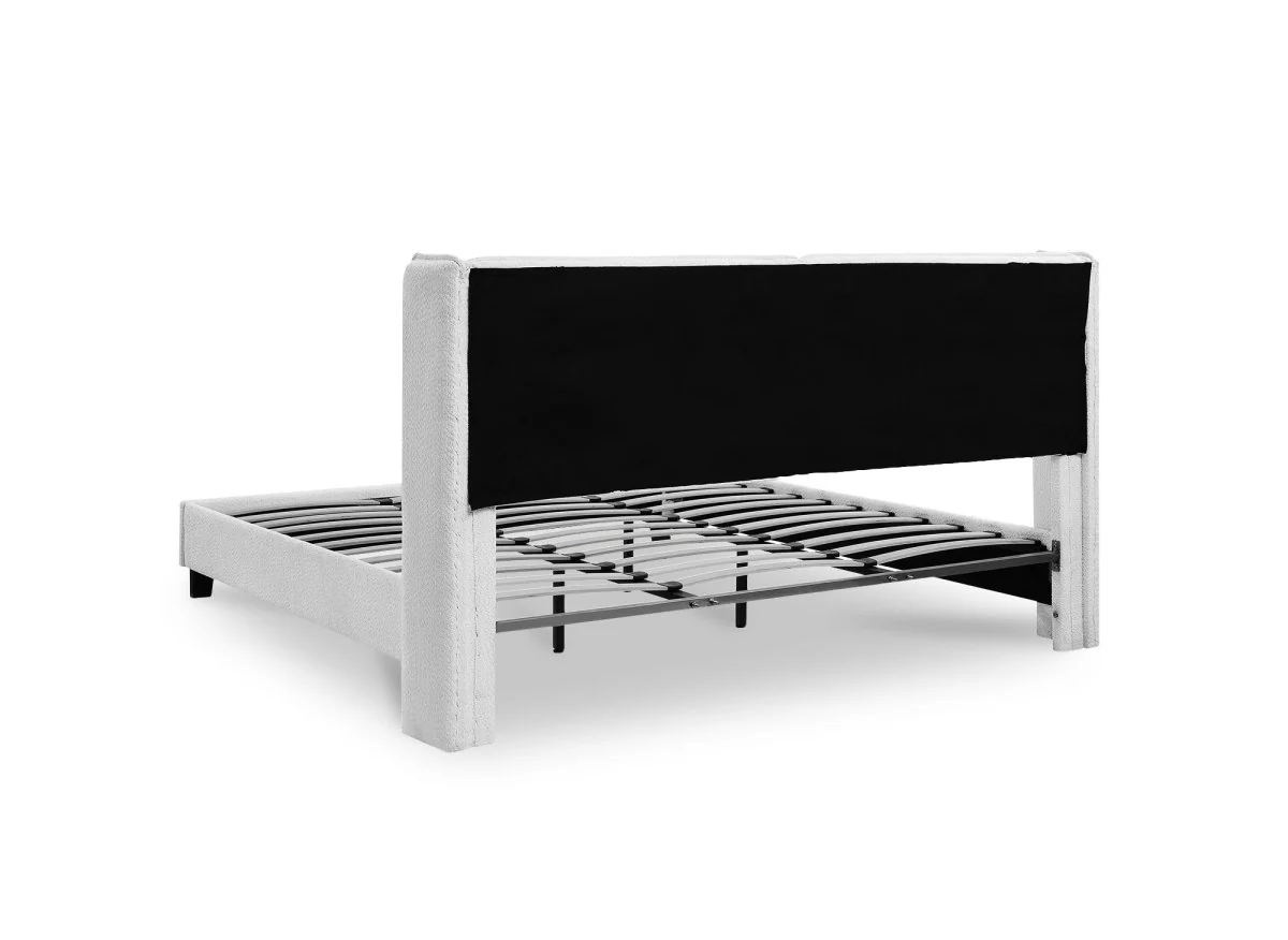 Lit double en tissu effet peau de mouton gris clair 180x200 cm KAYDEN - Image 5
