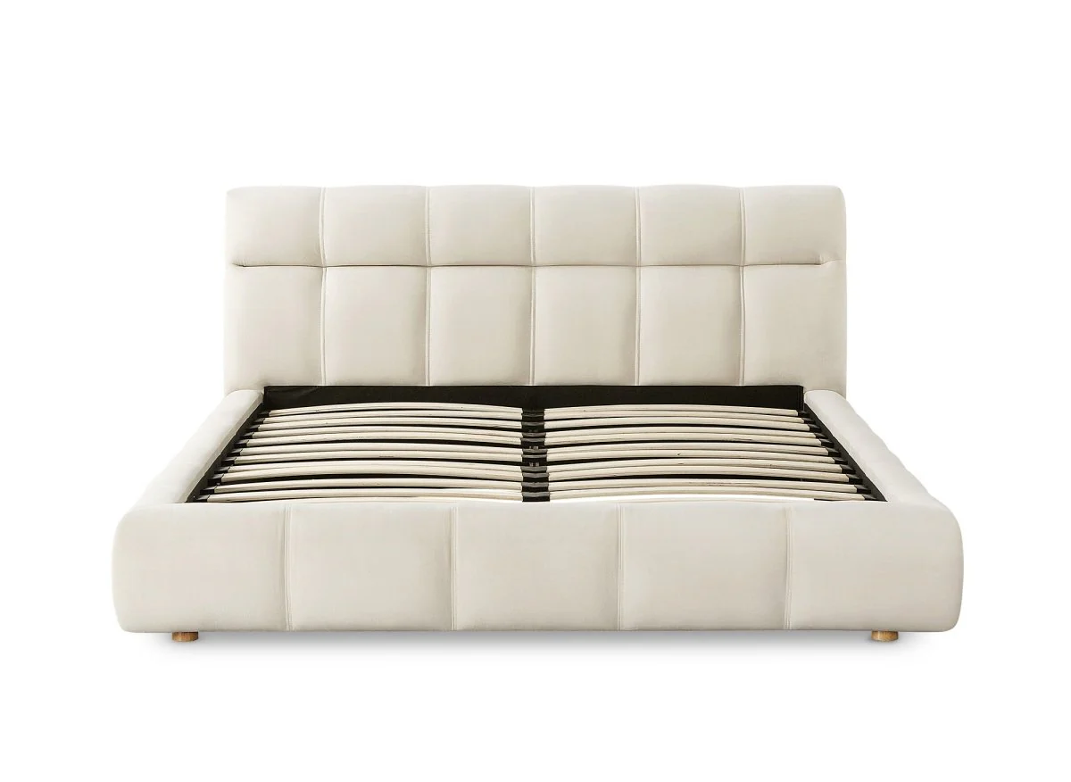 Lit double en velours beige 160x200 cm GEORGINA - Image 4