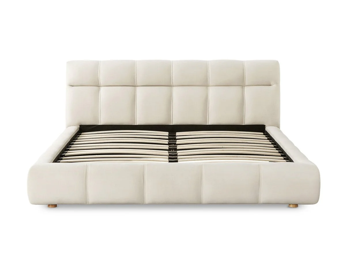 Lit double en velours beige 180x200 cm GEORGINA - Image 4