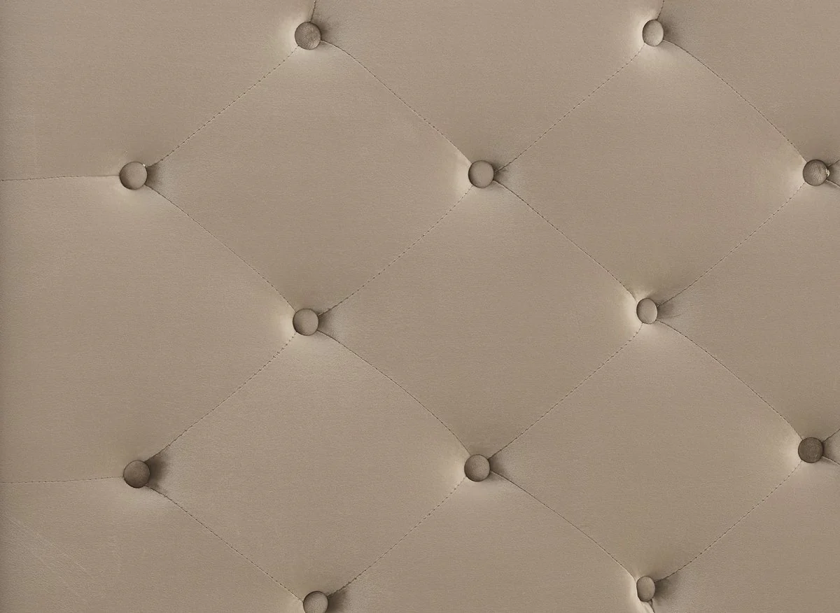 Lit double en velours capitonné taupe MAREVA 140x190 cm - Image 7