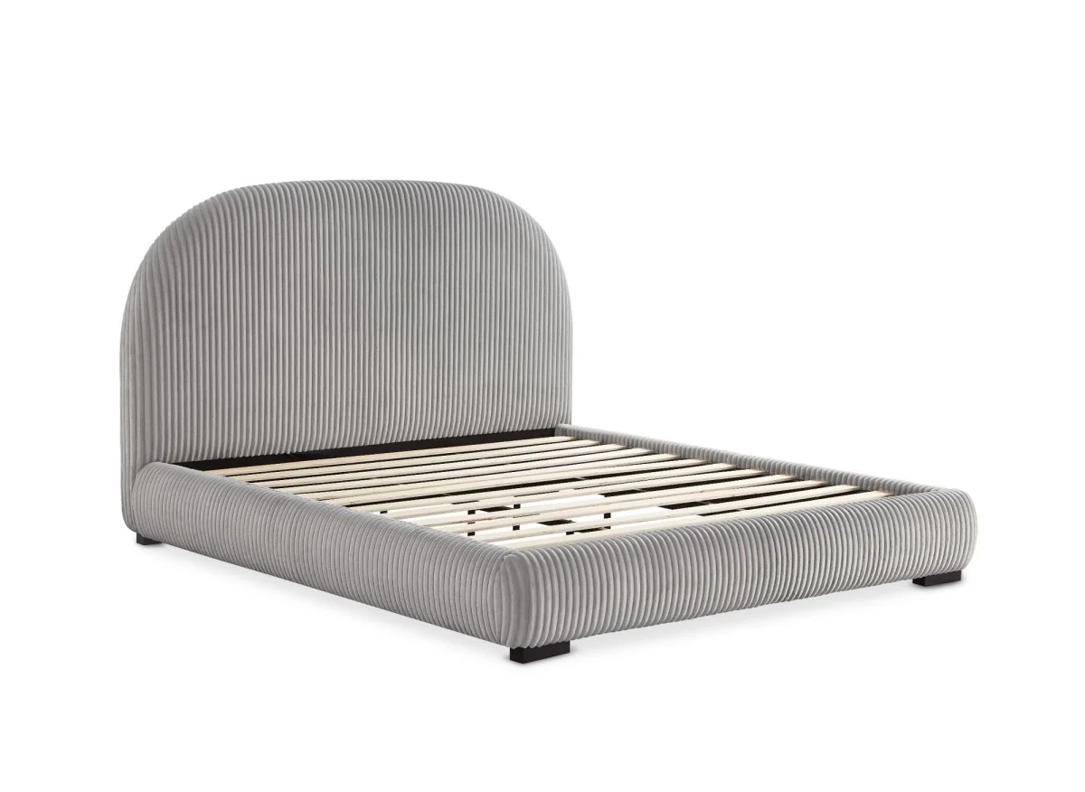 Lit double en velours côtelé épais gris 180x200cm COSY - Image 4