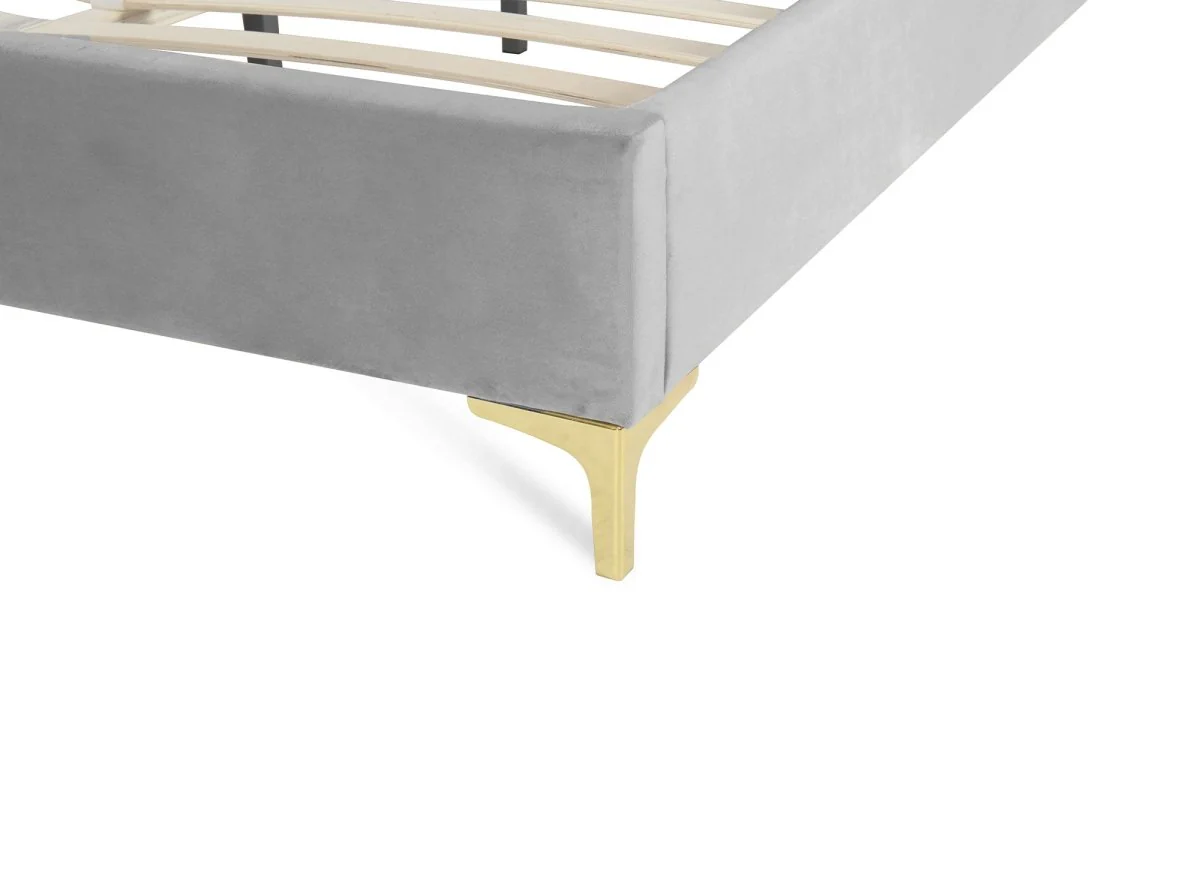 Lit double en velours gris 140x190 cm MARION - Image 7