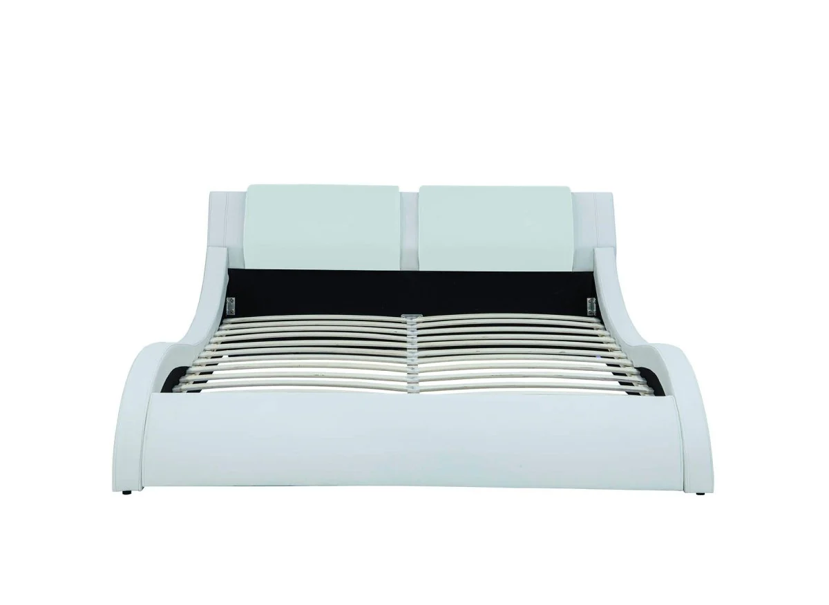 Lit en simili cuir blanc avec LED 180x200 cm ZEDA - Image 5