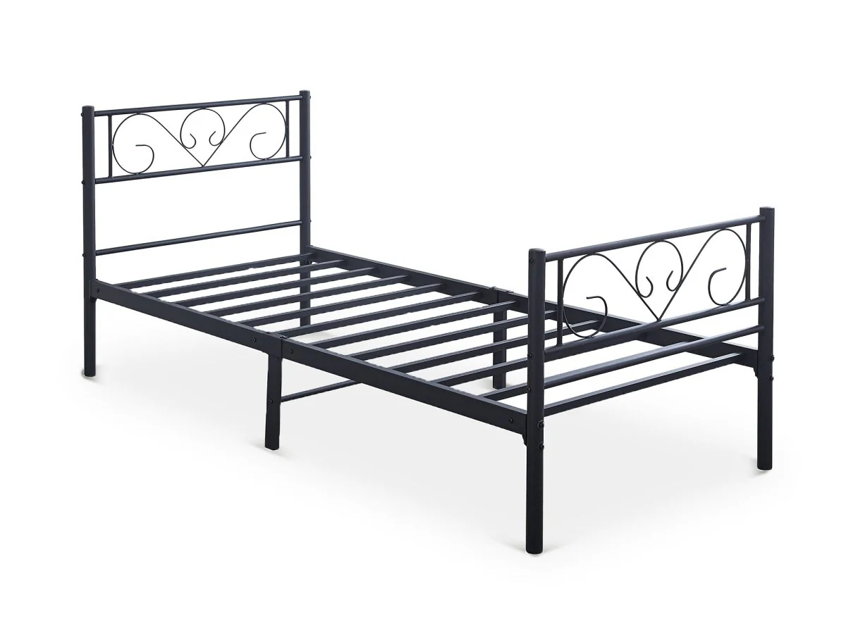 Lit simple en métal noir LUCINA 90 x 190 cm - Image 3