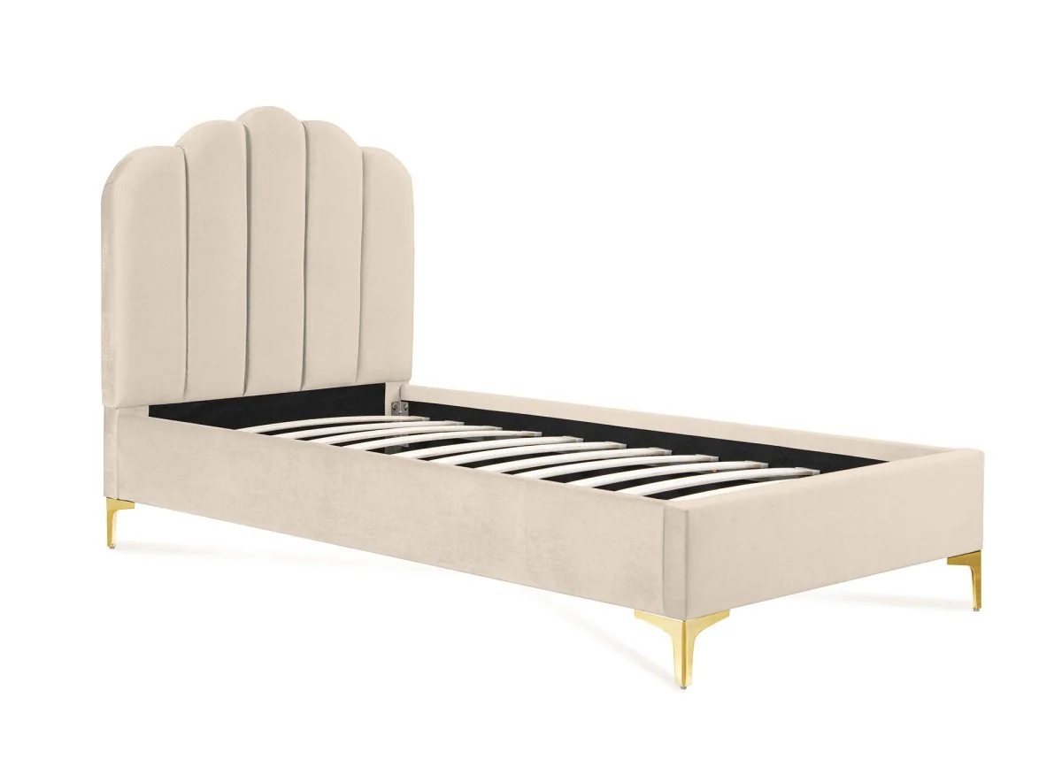 Lit simple en velours beige 90x190 cm MARION - Image 4