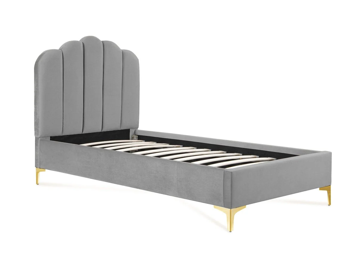 Lit simple en velours gris 90x190 cm MARION - Image 4