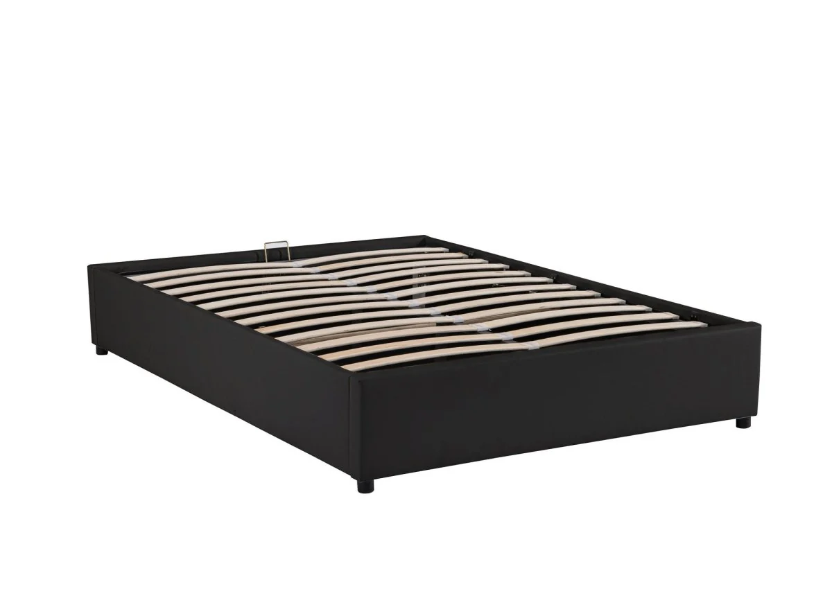Lit sommier relevable avec coffre en simili cuir noir 180x200 cm LIZBAN - Image 4