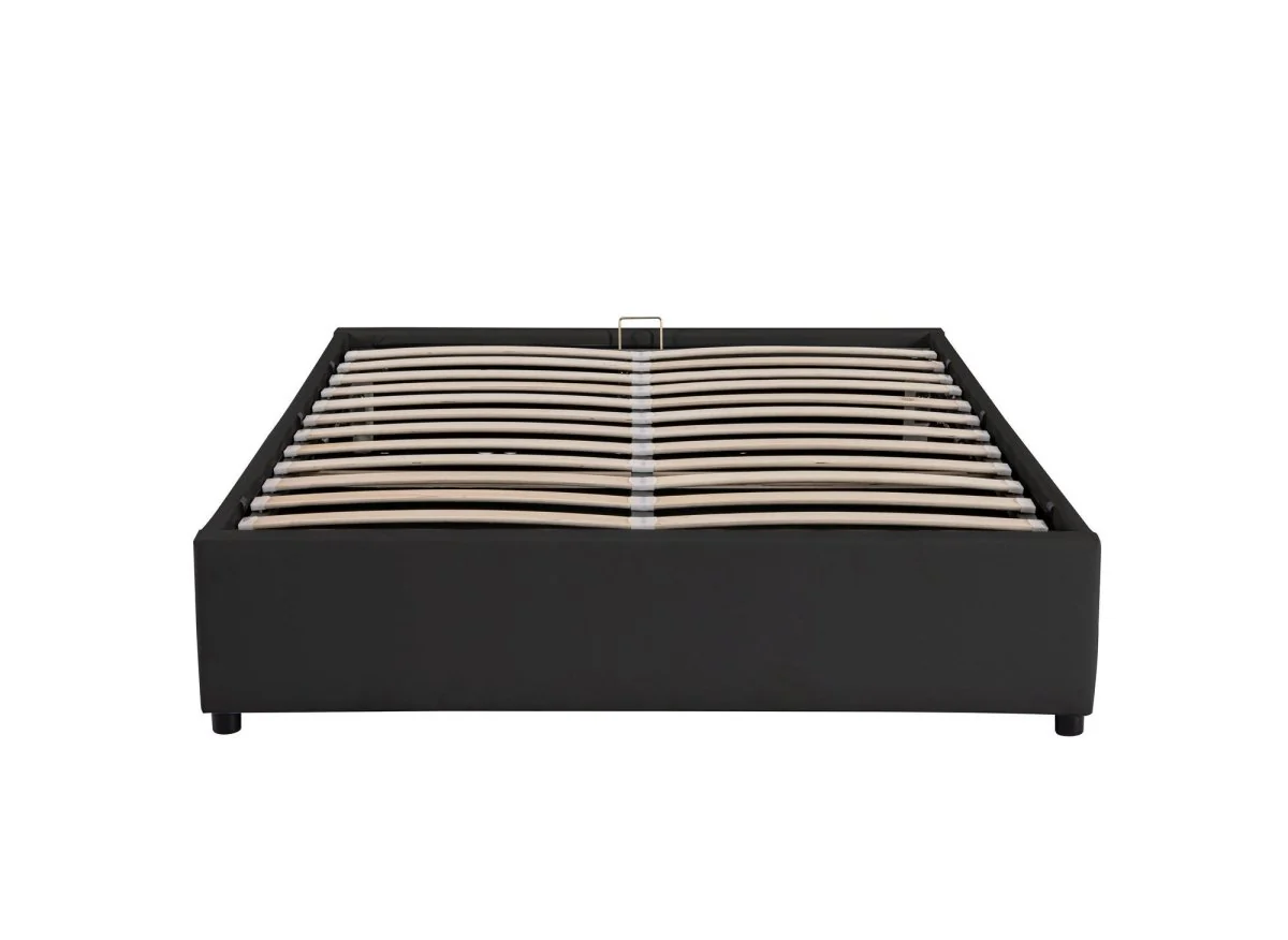 Lit sommier relevable avec coffre en simili cuir noir 180x200 cm LIZBAN - Image 5