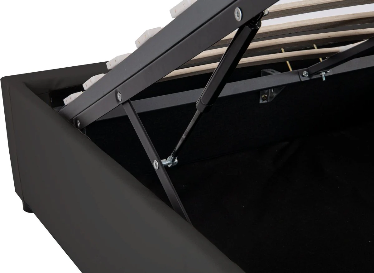 Lit sommier relevable avec coffre en simili cuir noir 180x200 cm LIZBAN - Image 6