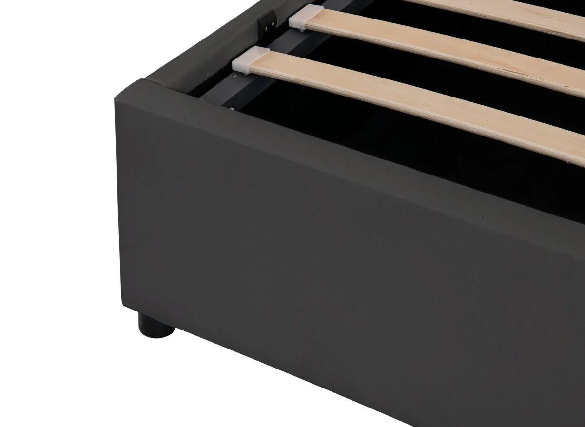 Lit sommier relevable avec coffre en simili cuir noir 180x200 cm LIZBAN - Image 7