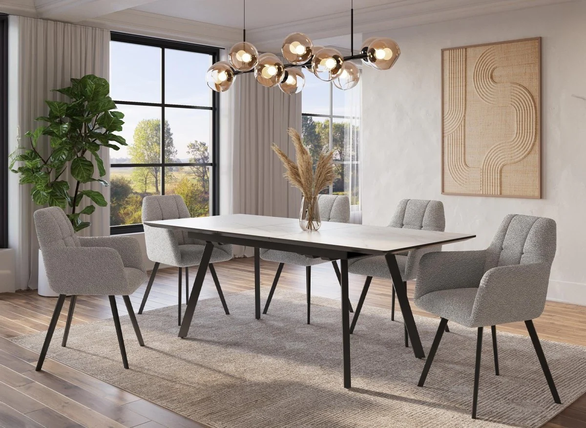 Lot de 2 chaises avec accoudoirs effet peau de mouton gris clair ESPERA - Image 2