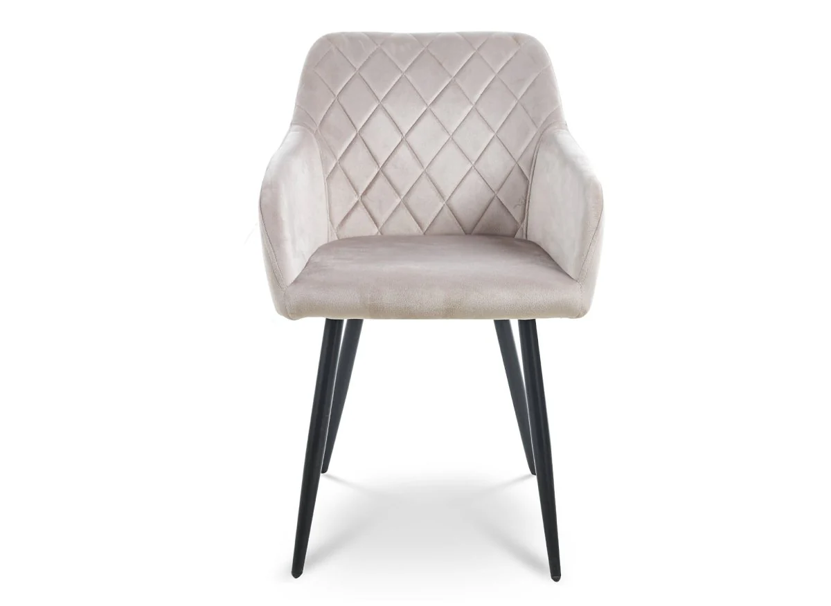 Lot de 2 chaises avec accoudoirs en velours beige KANA - Image 4
