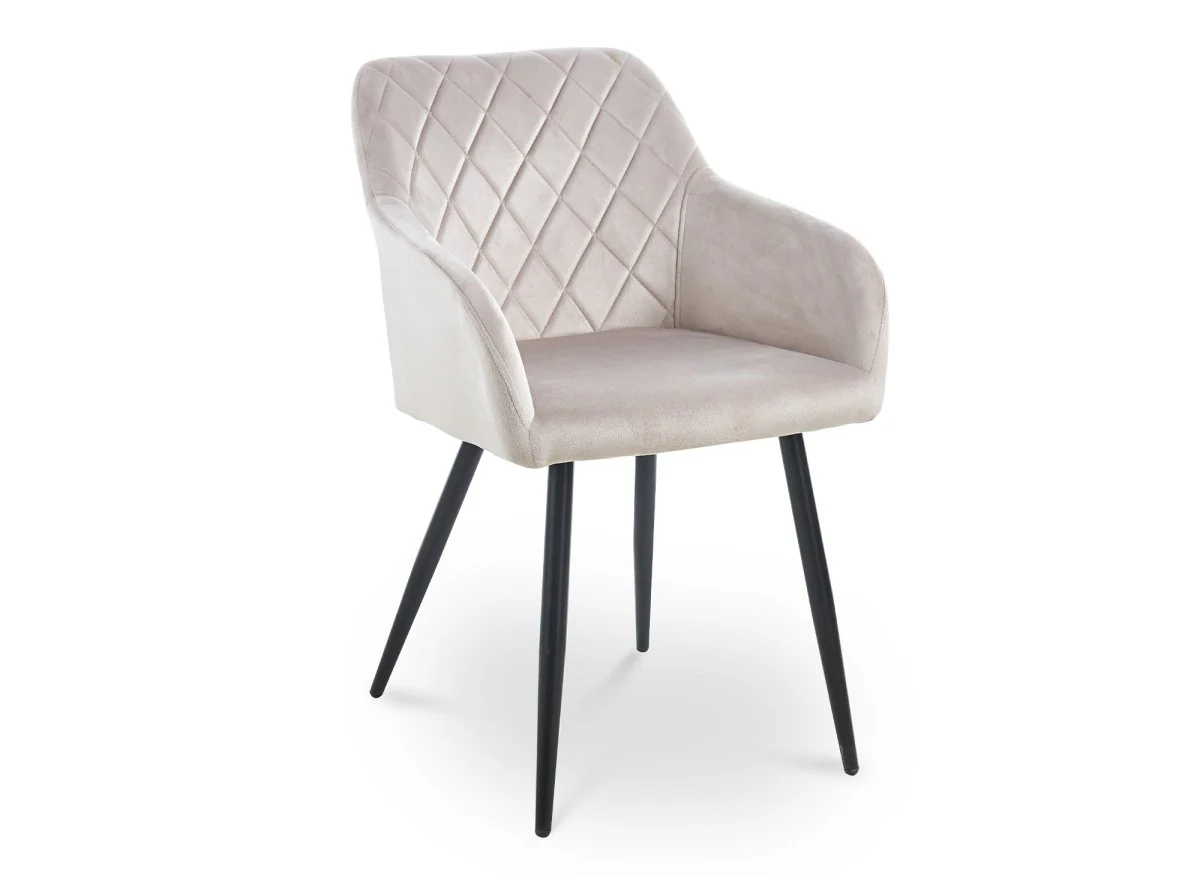 Lot de 2 chaises avec accoudoirs en velours beige KANA - Image 5