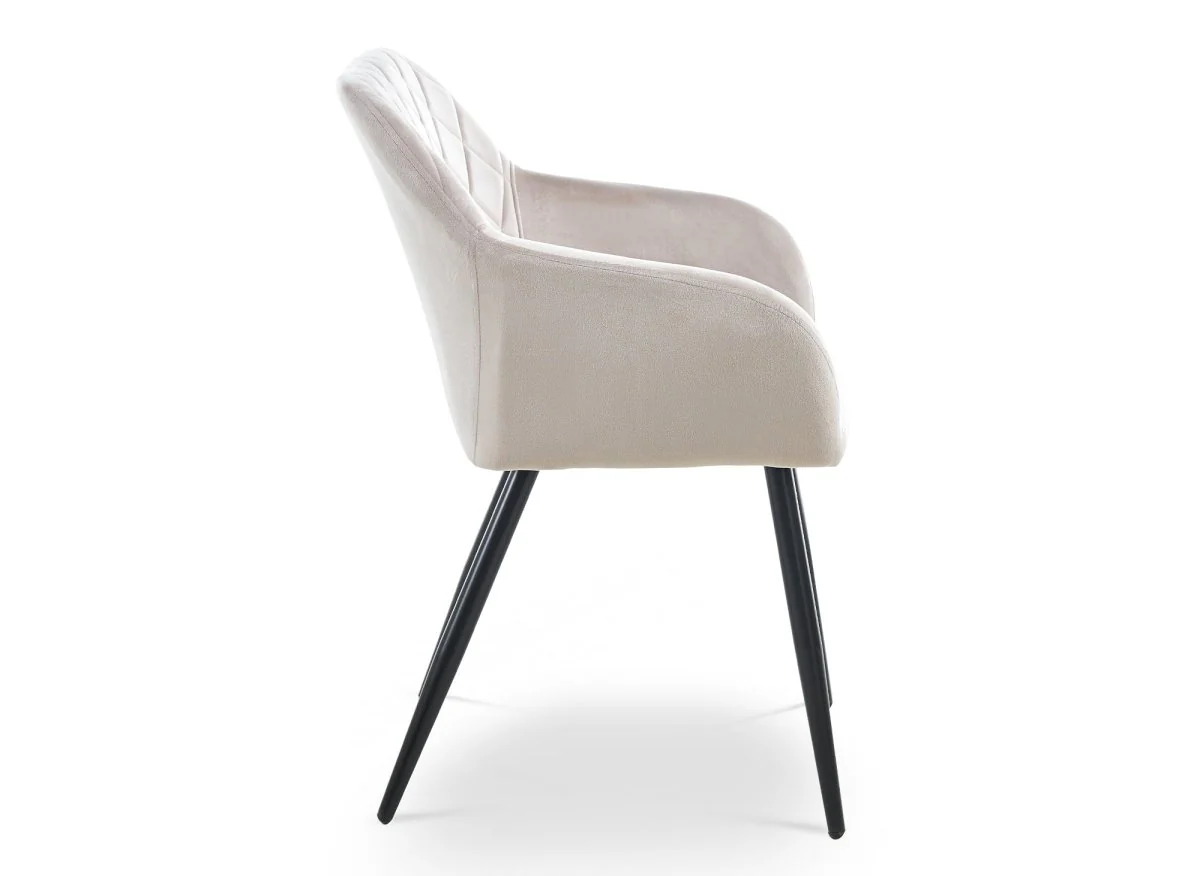 Lot de 2 chaises avec accoudoirs en velours beige KANA - Image 7
