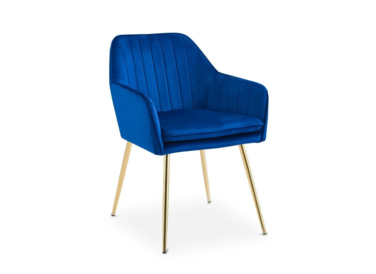 Lot de 2 chaises avec accoudoirs en velours bleu EDWIGE - Image 4