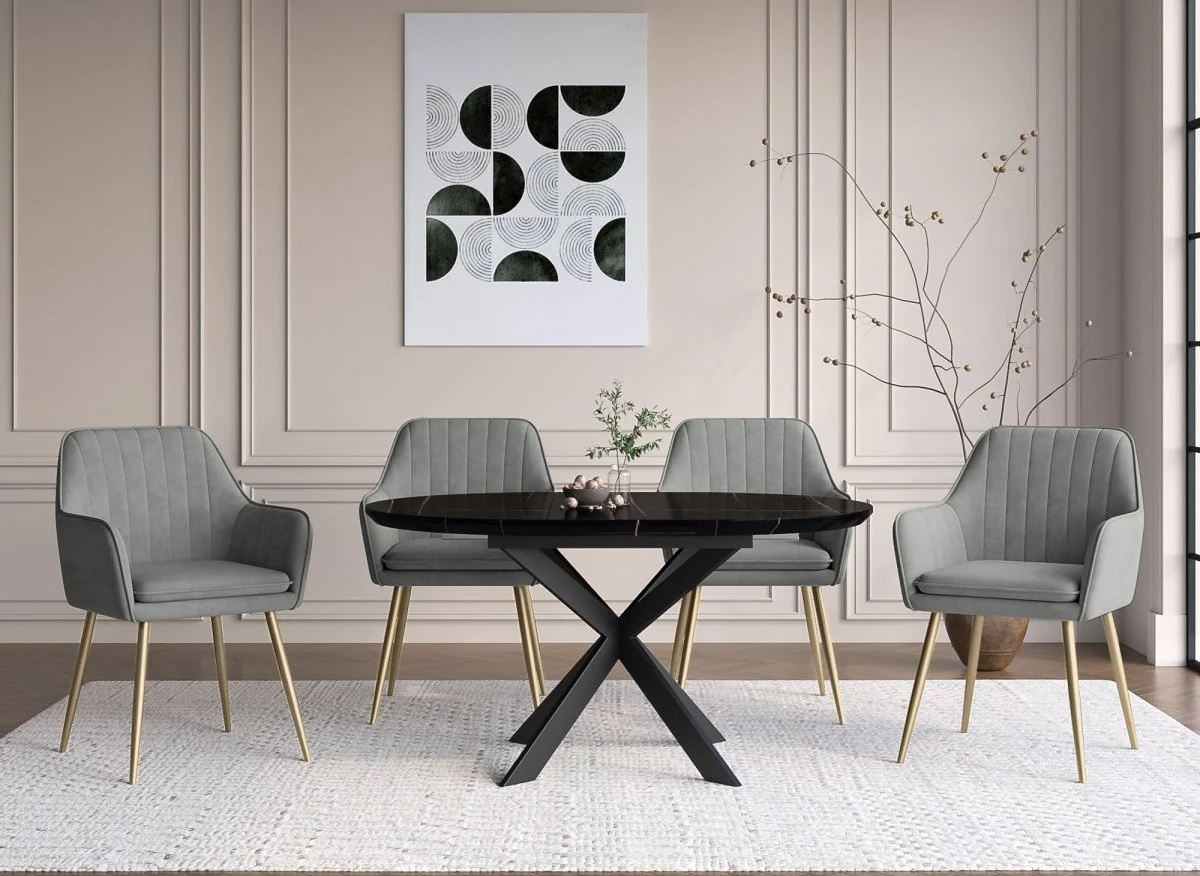 Lot de 2 chaises avec accoudoirs en velours gris EDWIGE - Image 3