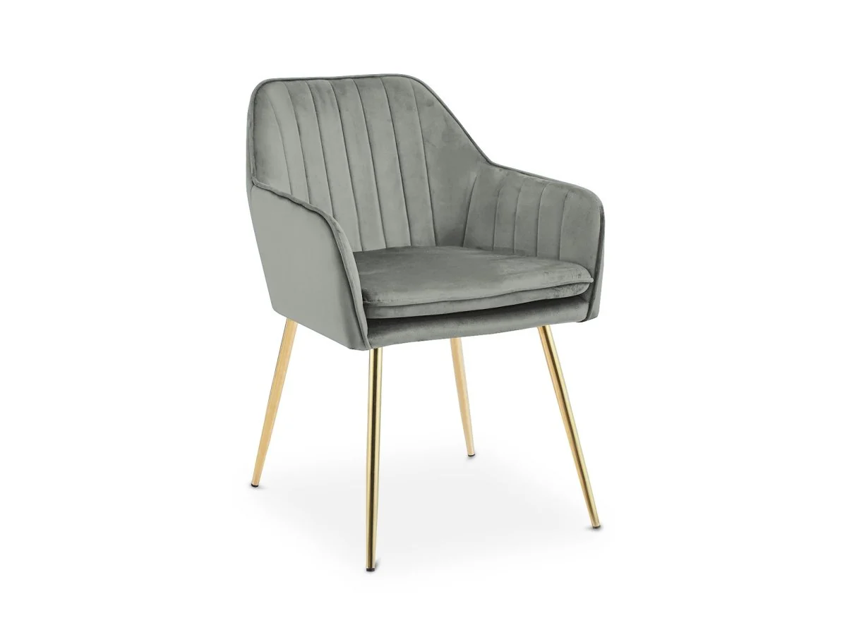 Lot de 2 chaises avec accoudoirs en velours gris EDWIGE - Image 4