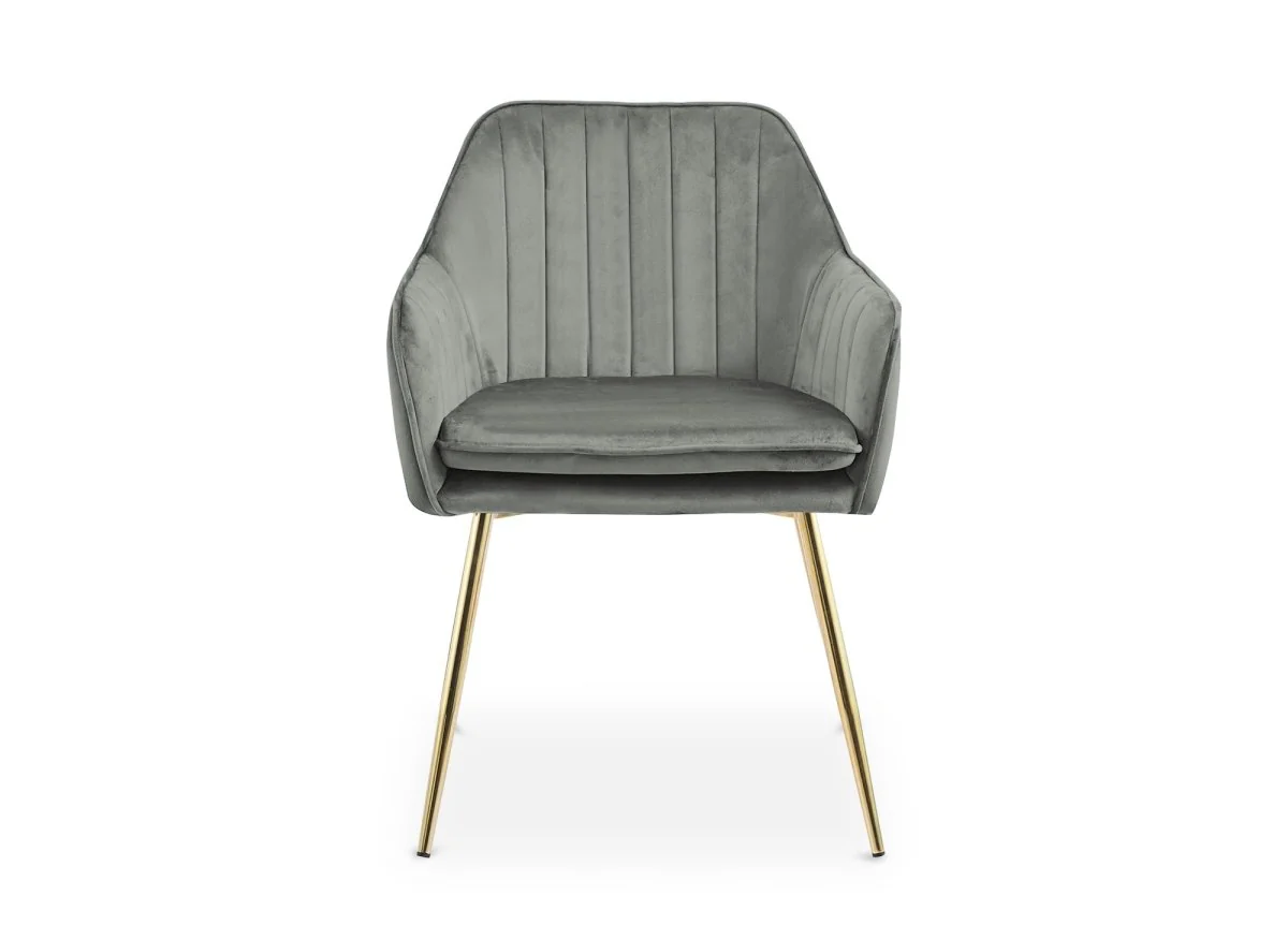 Lot de 2 chaises avec accoudoirs en velours gris EDWIGE - Image 5