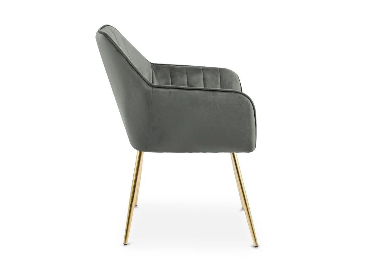 Lot de 2 chaises avec accoudoirs en velours gris EDWIGE - Image 7
