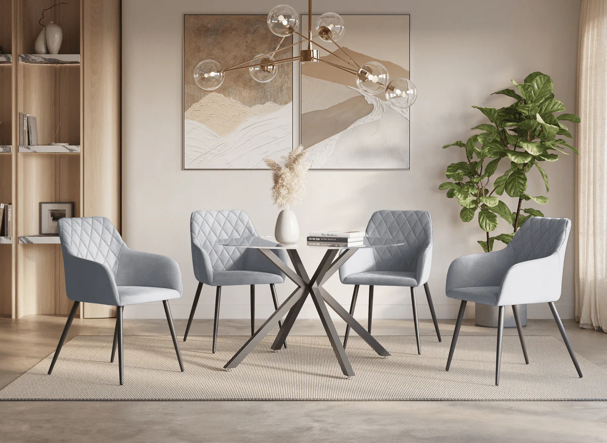 Lot de 2 chaises avec accoudoirs en velours gris KANA - Image 2