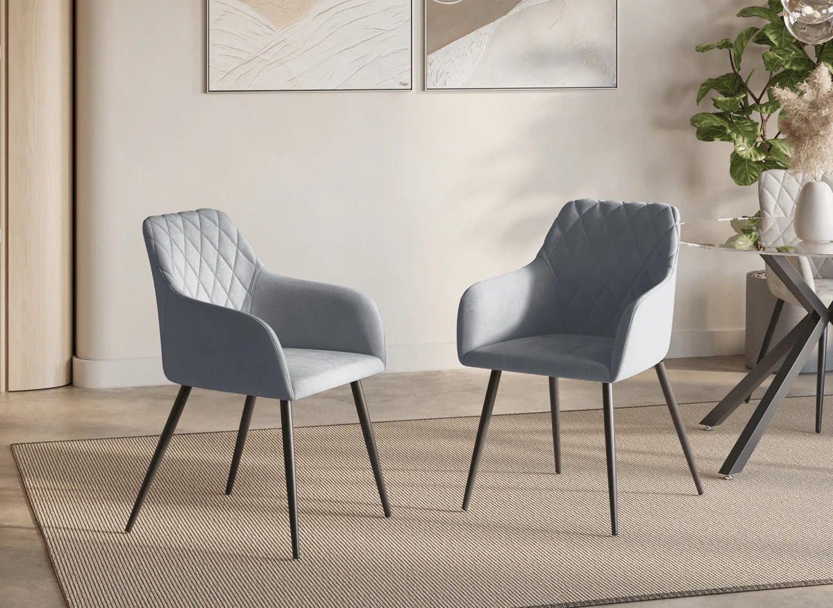 Lot de 2 chaises avec accoudoirs en velours gris KANA - Image 3