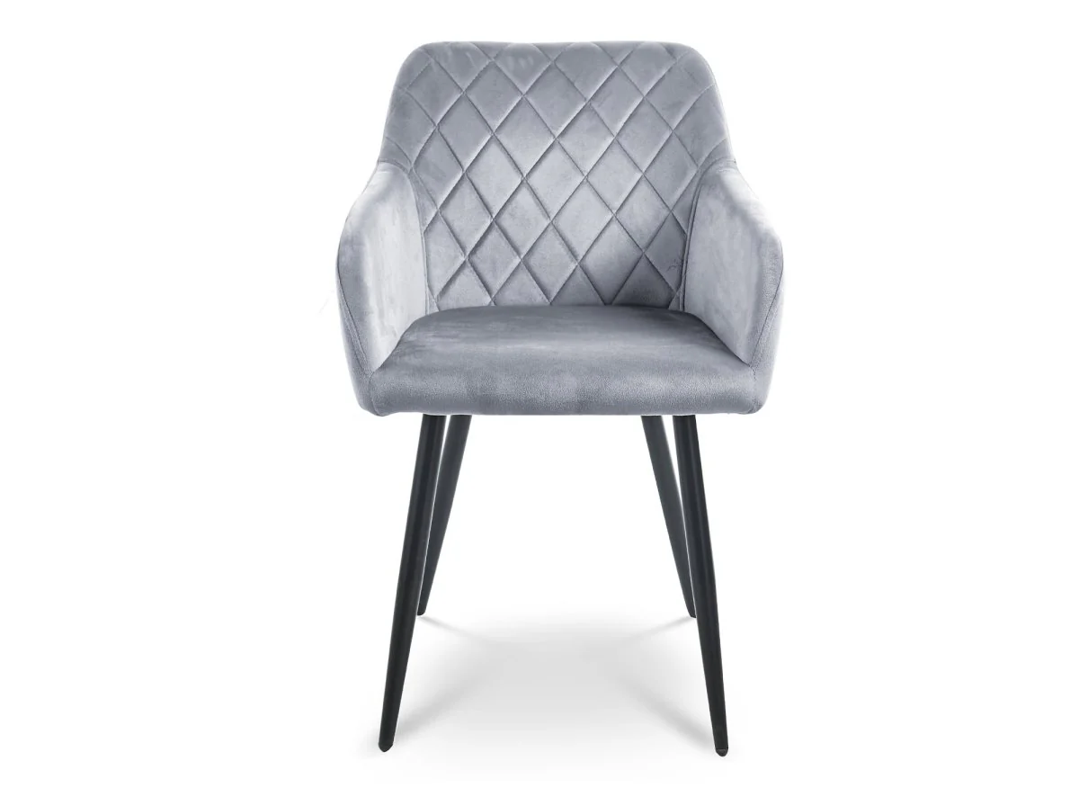 Lot de 2 chaises avec accoudoirs en velours gris KANA - Image 4
