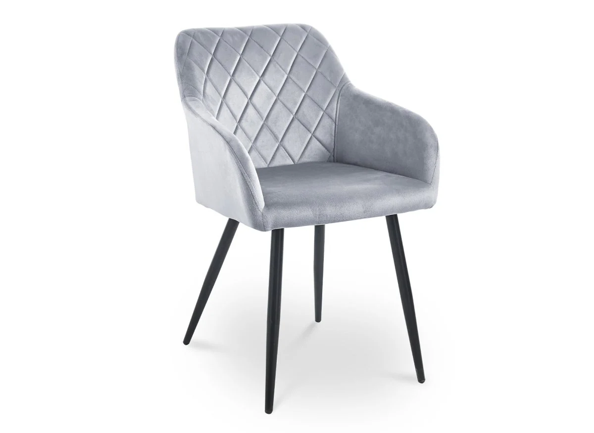Lot de 2 chaises avec accoudoirs en velours gris KANA - Image 5