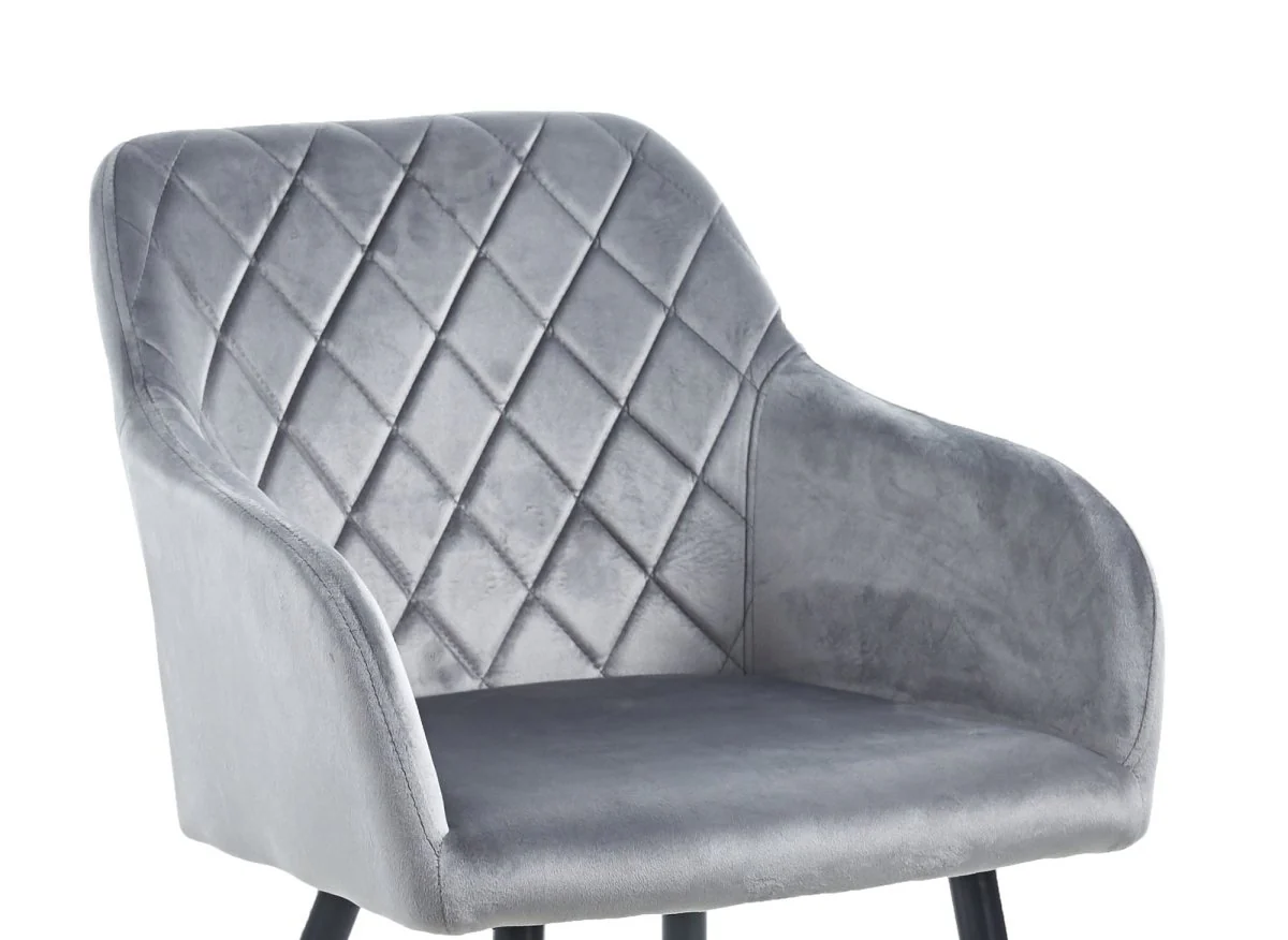 Lot de 2 chaises avec accoudoirs en velours gris KANA - Image 8