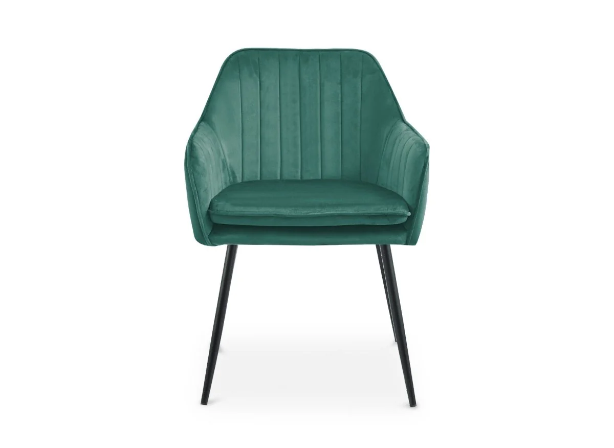 Lot de 2 chaises avec accoudoirs en velours vert pieds noirs EDWIGE - Image 4