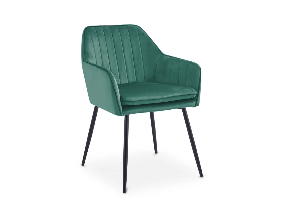 Lot de 2 chaises avec accoudoirs en velours vert pieds noirs EDWIGE - Image 5