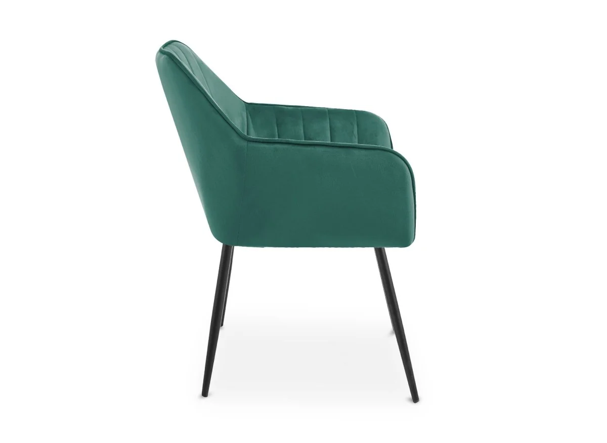 Lot de 2 chaises avec accoudoirs en velours vert pieds noirs EDWIGE - Image 7