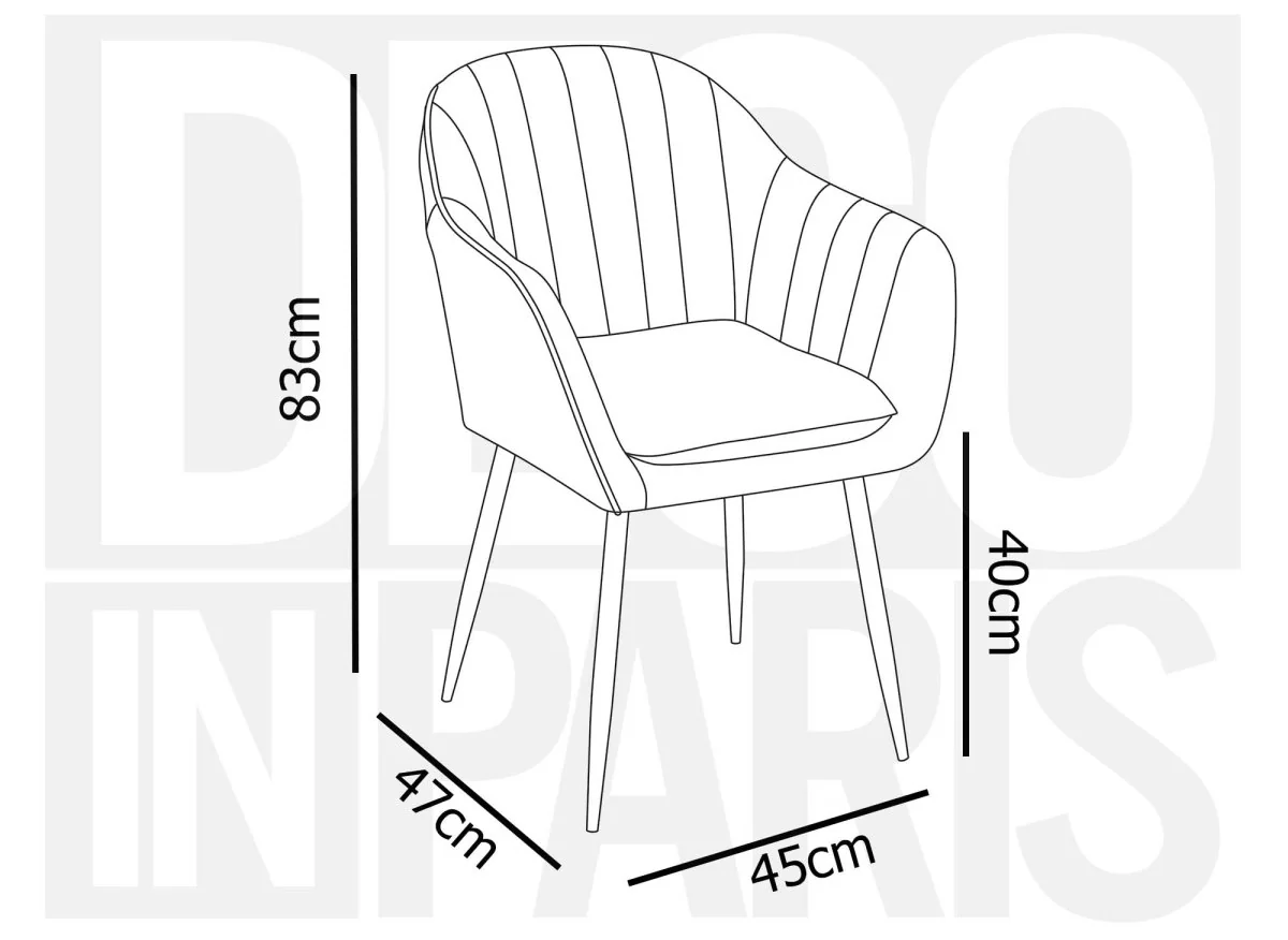 Lot de 2 chaises avec accoudoirs en velours vert pieds noirs EDWIGE - Image 8