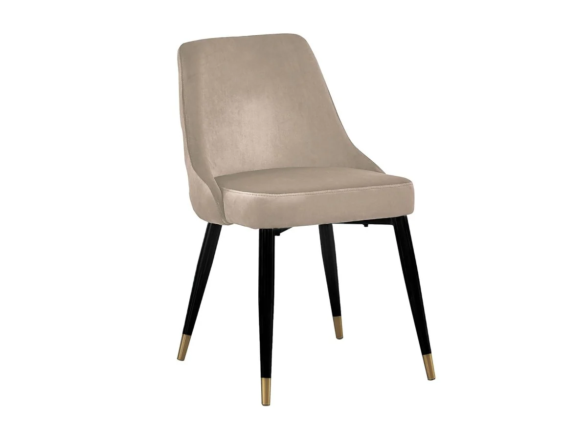 Lot de 2 chaises capitonnées en velours beige DORINA - Image 5