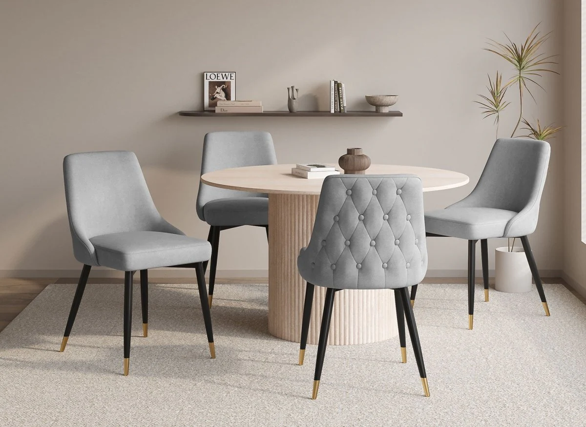 Lot de 2 chaises capitonnées en velours gris DORINA - Image 3