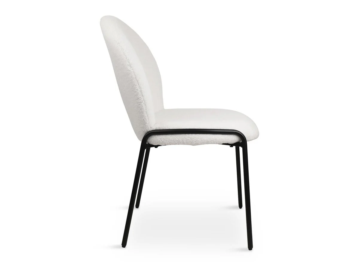 Lot de 2 chaises design en tissu bouclette blanc BENTA - Image 6