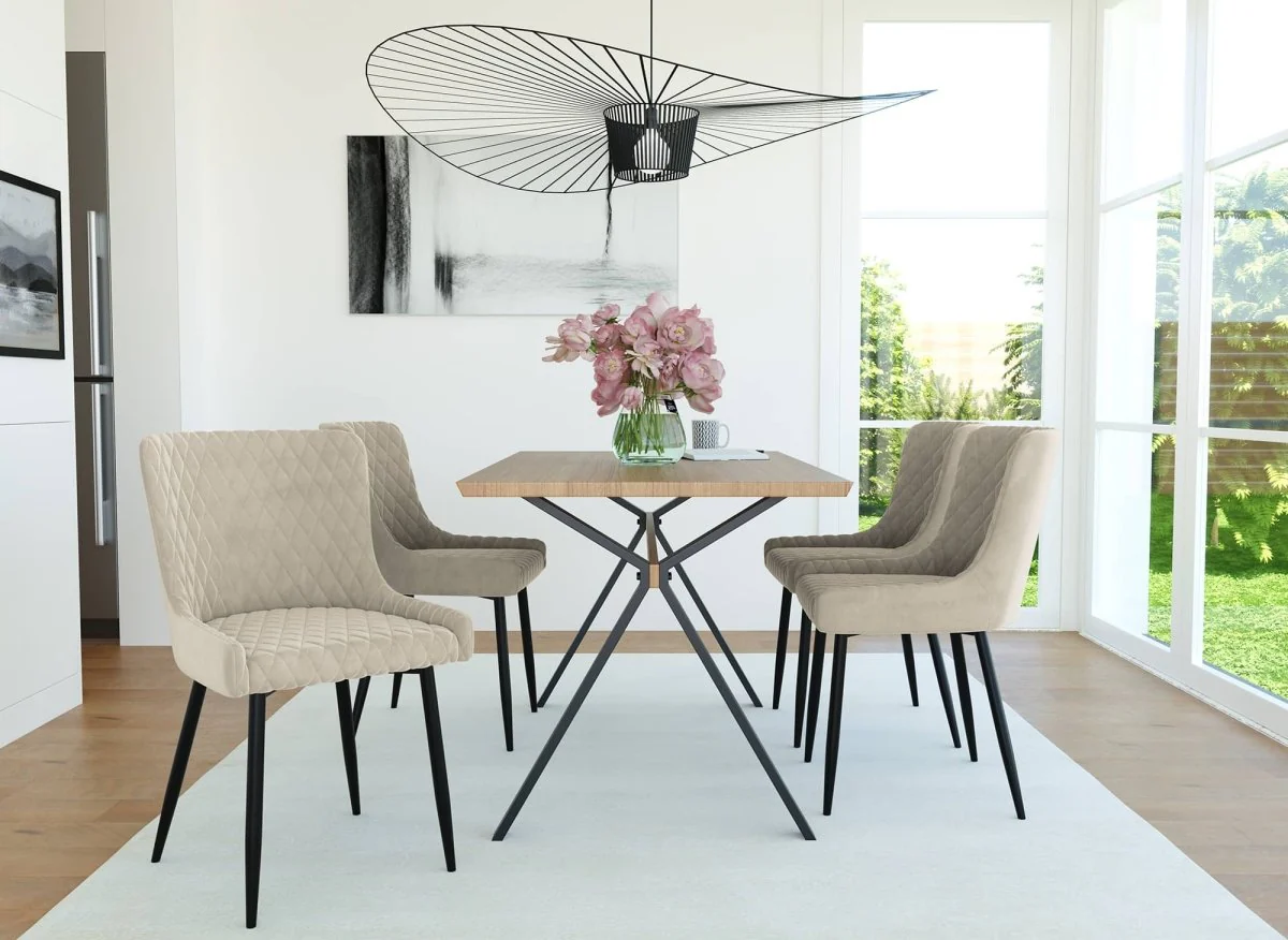 Lot de 2 chaises design en velours beige JENNY - Image 3