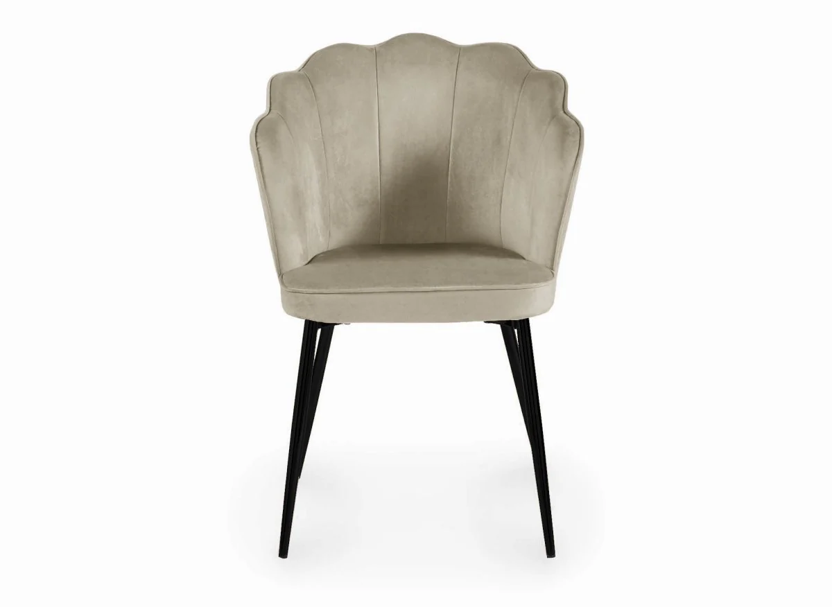 Lot de 2 chaises design en velours beige pieds noirs GARANCE - Image 4