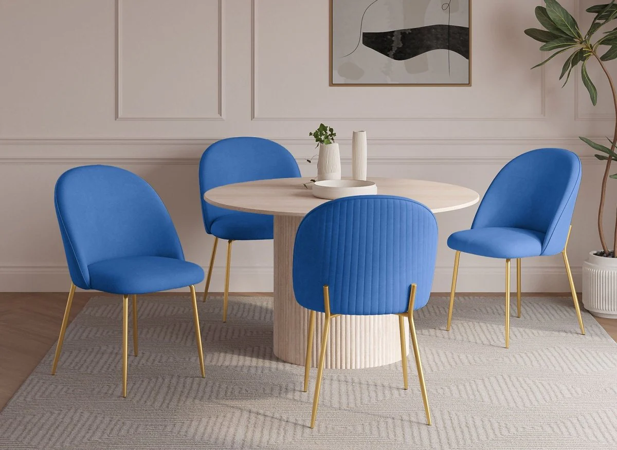 Lot de 2 chaises design en velours bleu ARABEL - Image 2