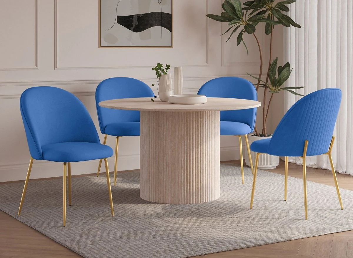 Lot de 2 chaises design en velours bleu ARABEL - Image 3