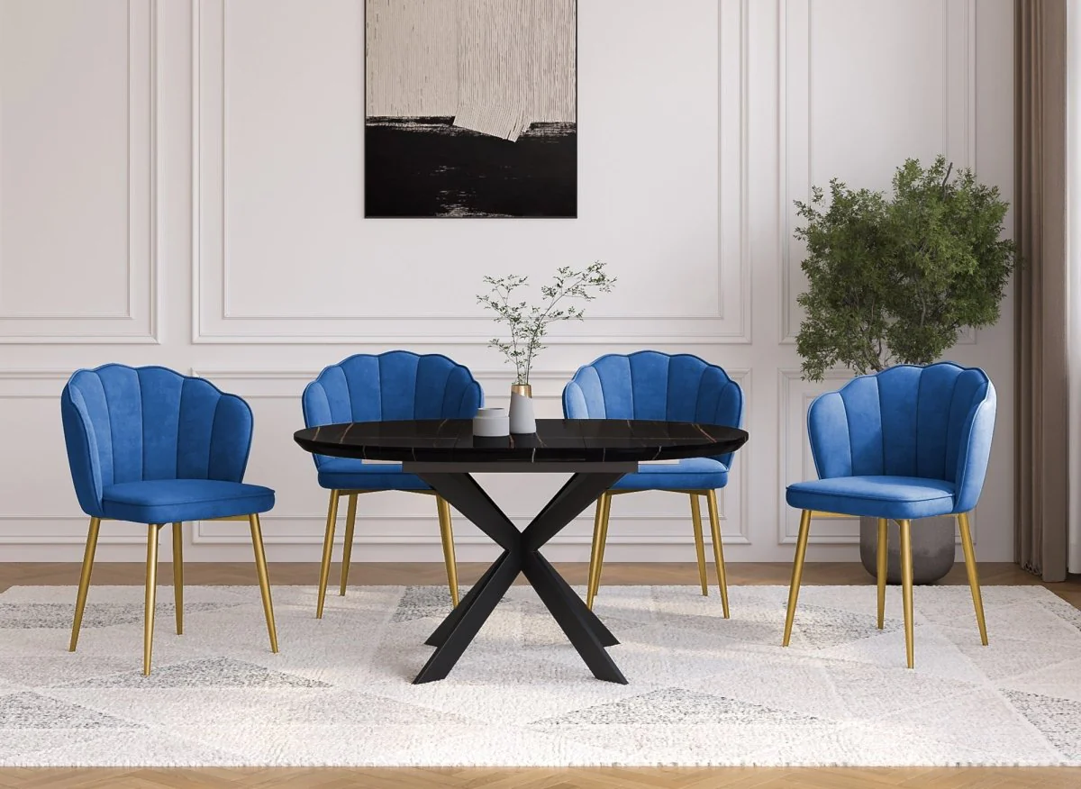 Lot de 2 chaises design en velours bleu GARANCE - Image 3