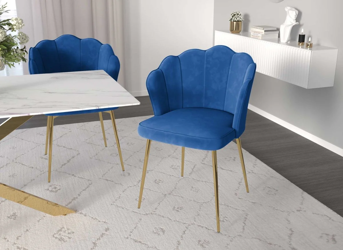 Lot de 2 chaises design en velours bleu GARANCE - Image 4