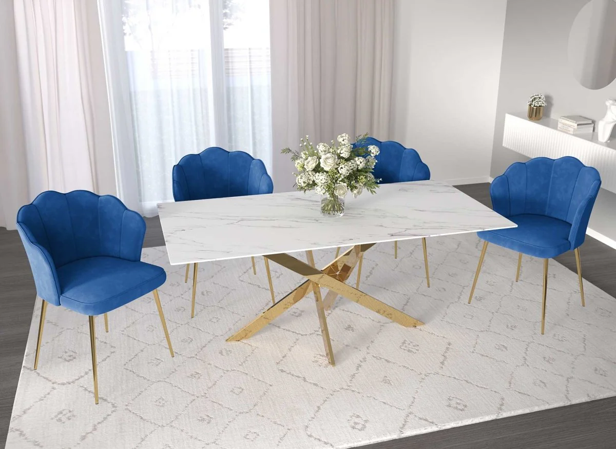 Lot de 2 chaises design en velours bleu GARANCE - Image 5