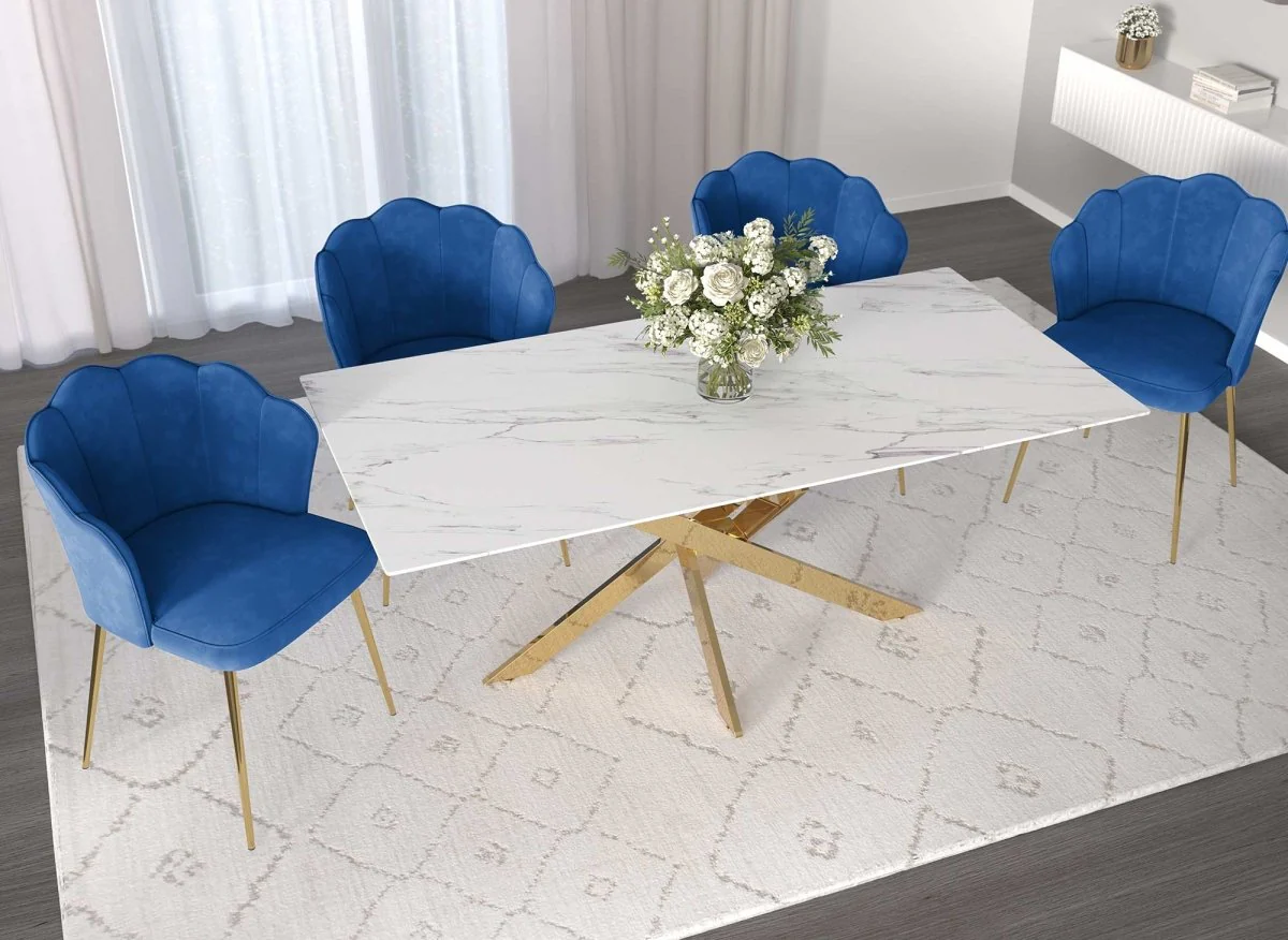 Lot de 2 chaises design en velours bleu GARANCE - Image 6