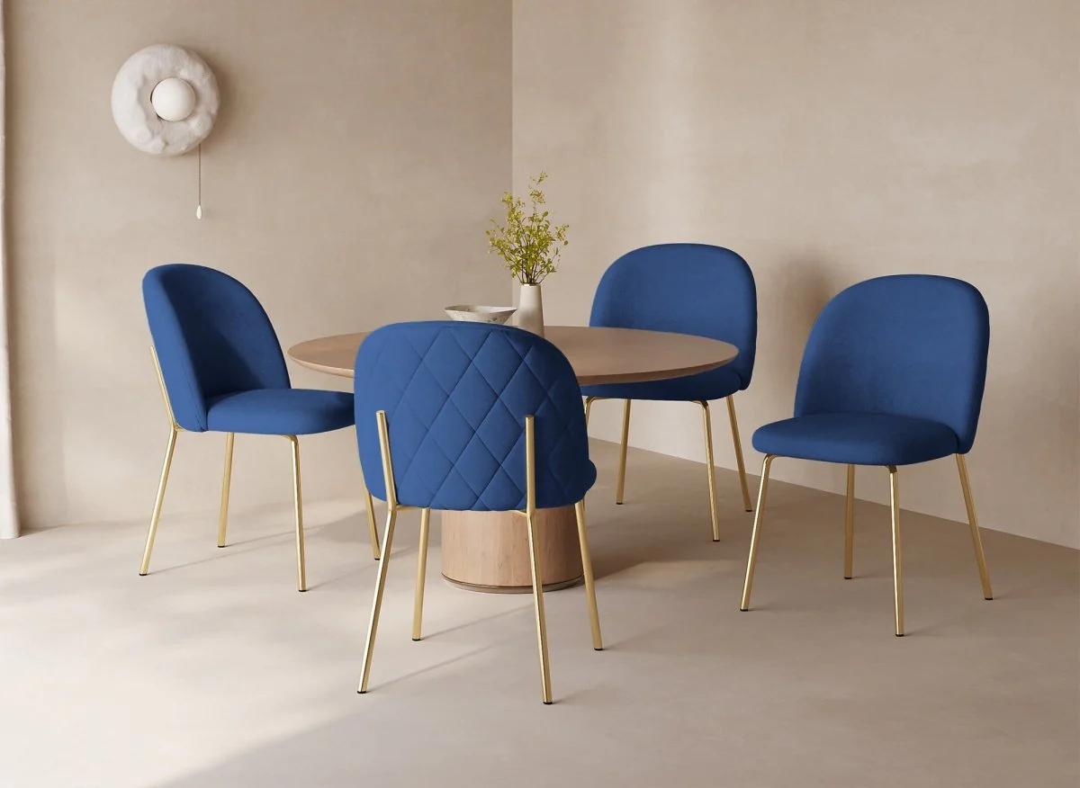 Lot de 2 chaises design en velours bleu KENNETH - Image 2