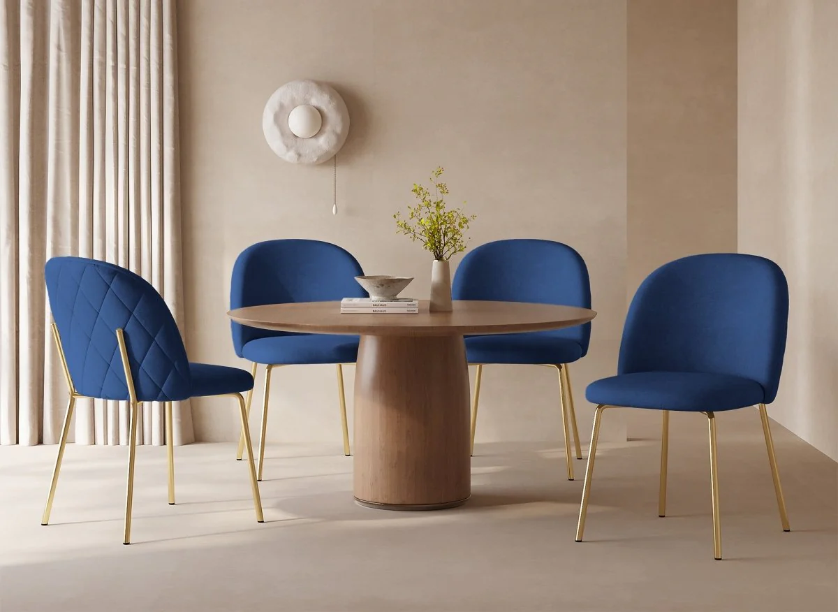Lot de 2 chaises design en velours bleu KENNETH - Image 3
